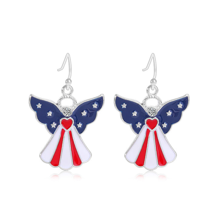 Women's long multi-layer star drop earrings with crystal embellishments and rhodium-plated alloy Kalsten