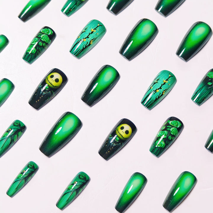 Artistic 3D Floral and Skull Nail Art Kalsten