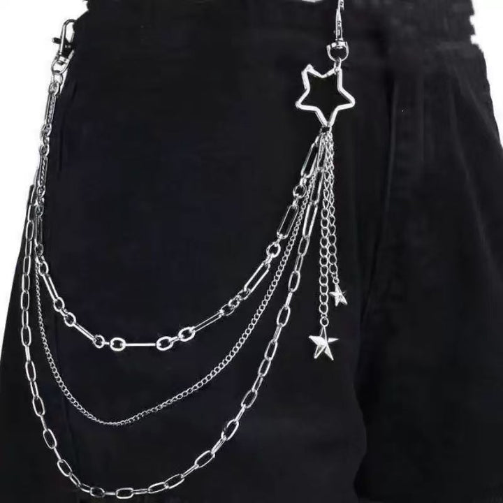 Fashionable chain belt with sparkling star pendant Kalsten