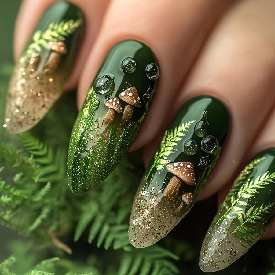 Artificial nail set with glamorous moss design Kalsten