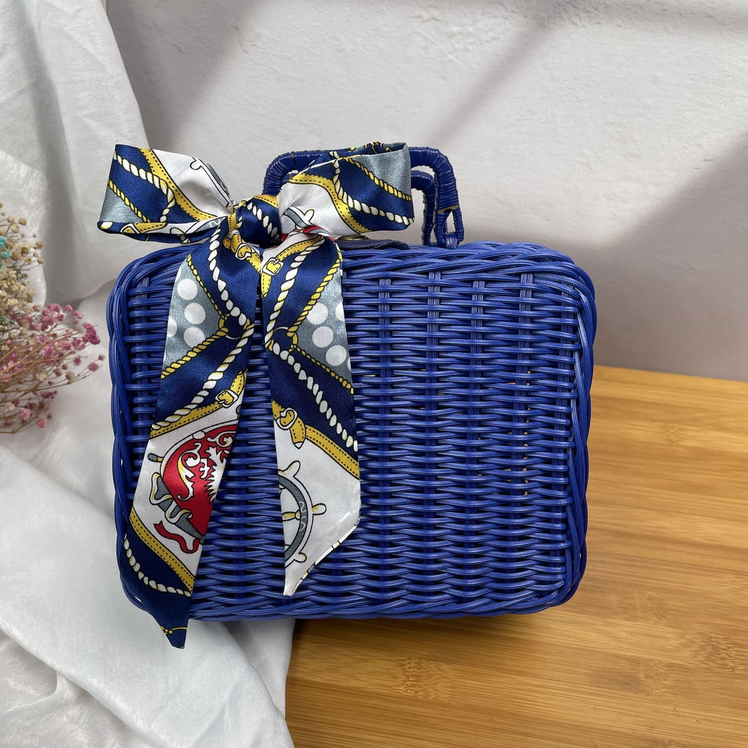 Women's braided handbag with decorative silk ribbon Kalsten