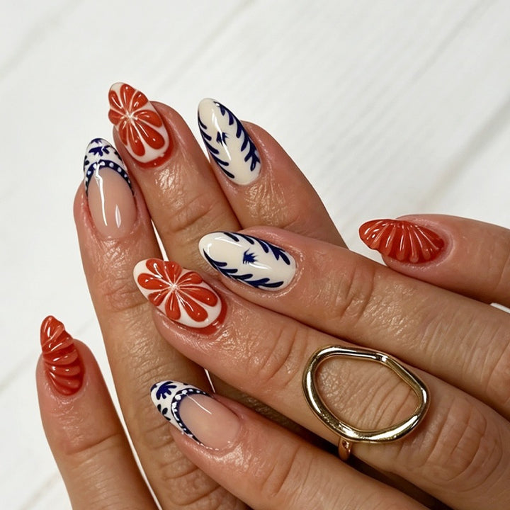 Artificial nail set with floral design Kalsten