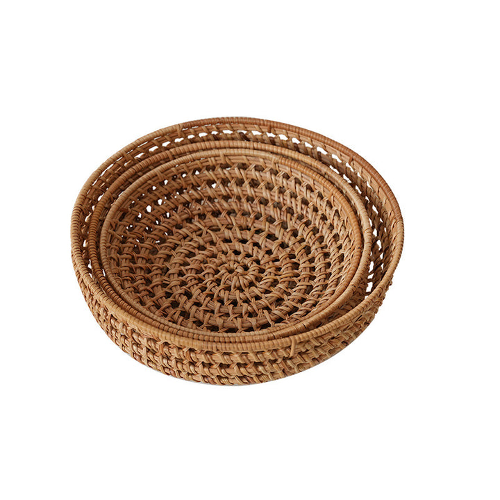 Ladies' round basket made of handwoven natural material Kalsten
