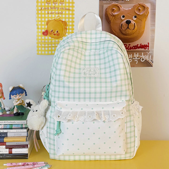 Stylish Gingham Print Casual Backpack Kalsten