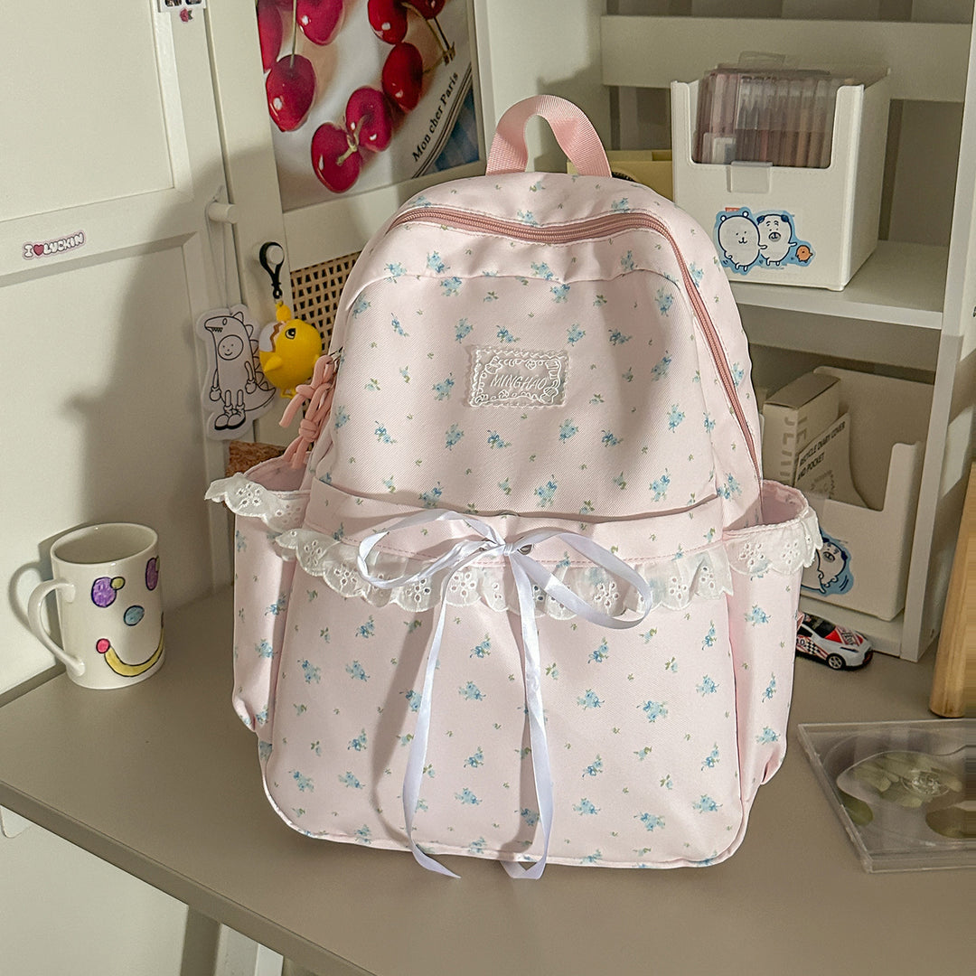 Whimsical Floral Embellished School Backpack Kalsten