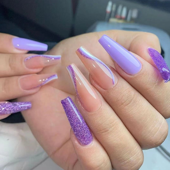 Glamorous Stiletto Nails with Glitter and Ombre Design Kalsten