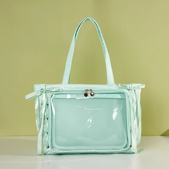 Multifunctional Clear Tote Bag with Decorative Ribbons