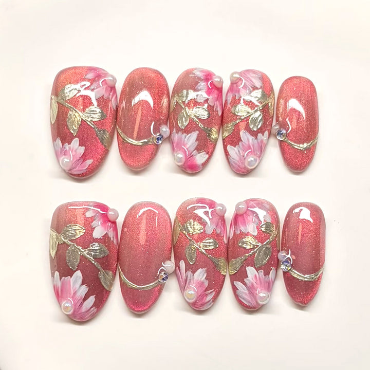 Embellished Floral Press-On Nail Art Set Kalsten