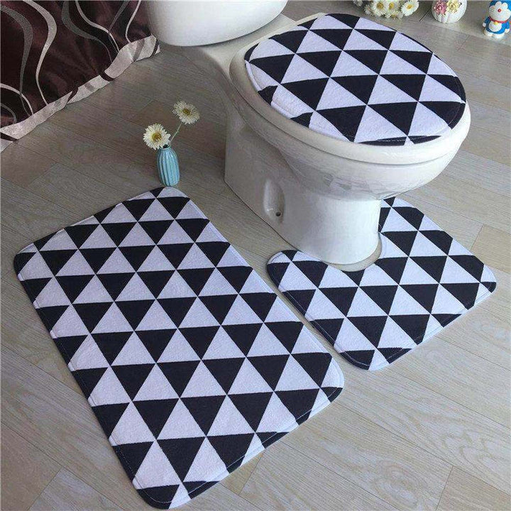 Stylish Geometric Pattern Bathroom Mat Set