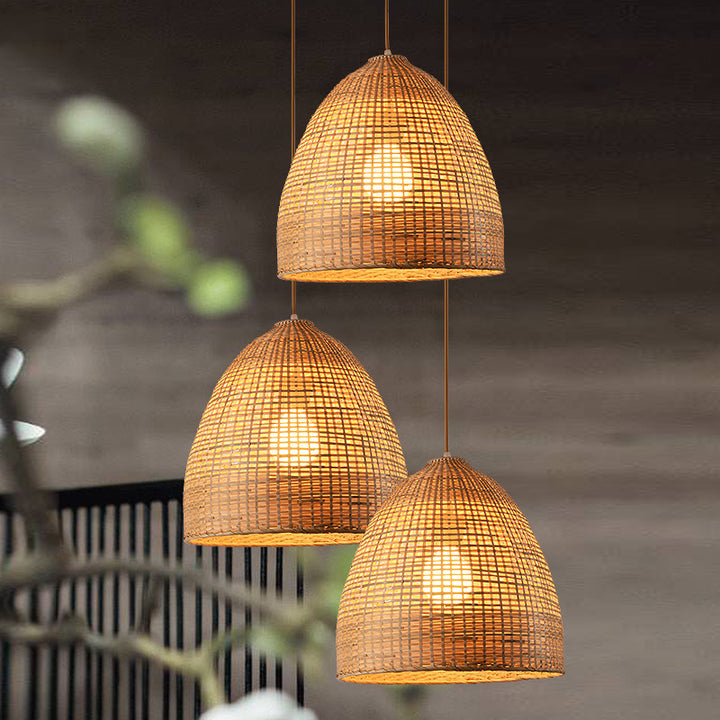 Bamboo Woven Dome Pendant Light