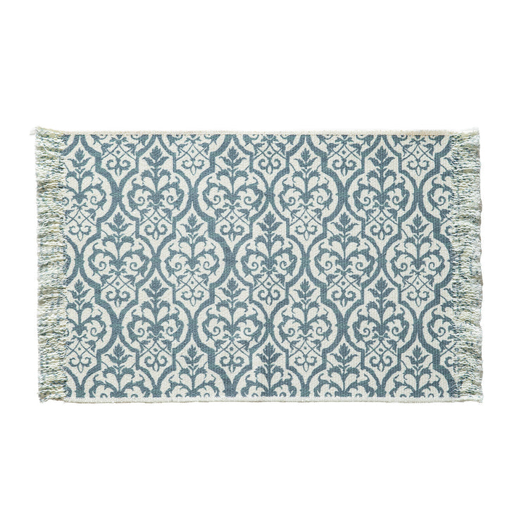 Woven decorative runner with damask jacquard and hand-fringed edge Kalsten