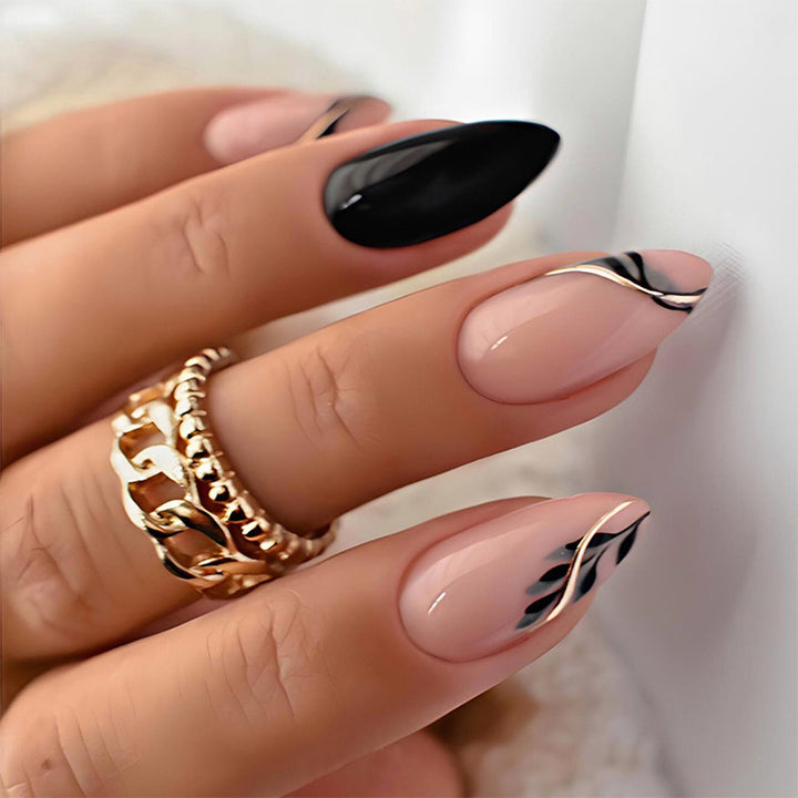 Decorative Press-On Nail Set with Elegant Designs Kalsten