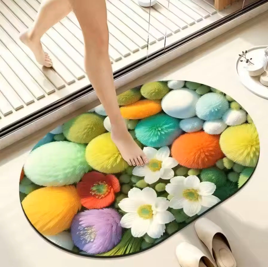 Floral Memory Foam Bath Mat Kalsten