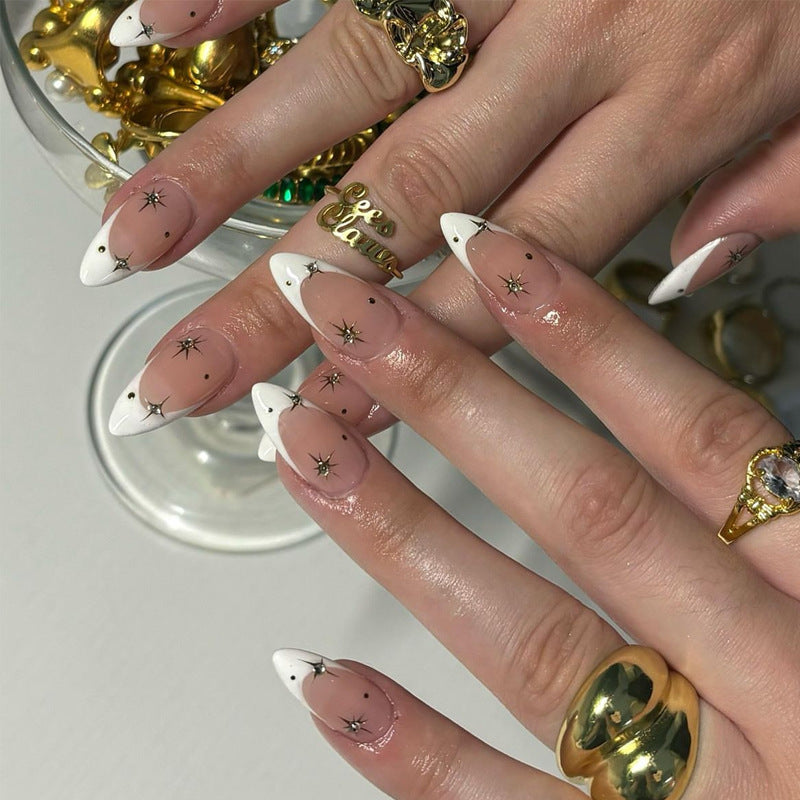 Artistic Stiletto Press-On Nail Art with Star and Ombre Design Kalsten