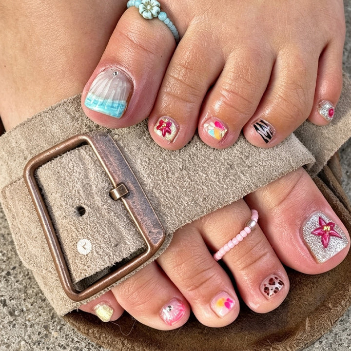 Artificial Nail Set with Playful Summer Designs Kalsten