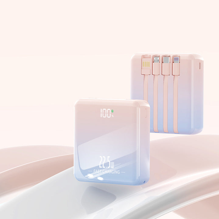 Portable power bank with integrated charging cables and digital display Kalsten