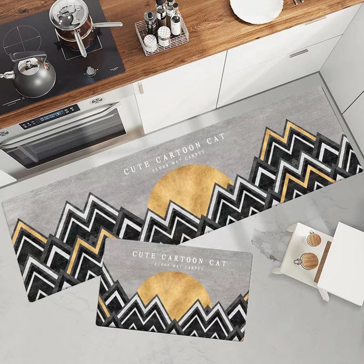 Marble-Pattern Kitchen Runner Mat Set Kalsten