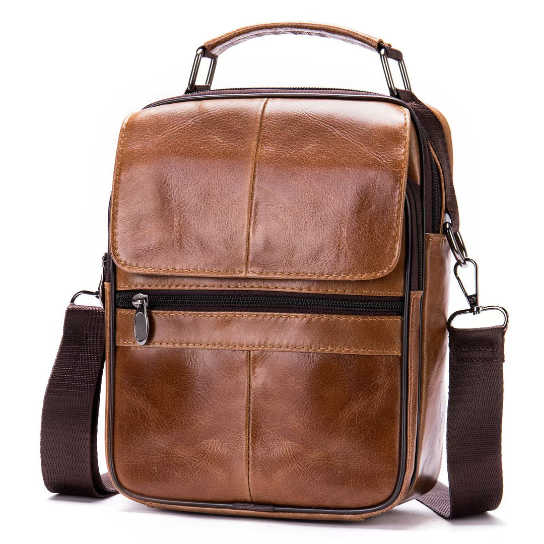 Textured Leather Crossbody Briefcase