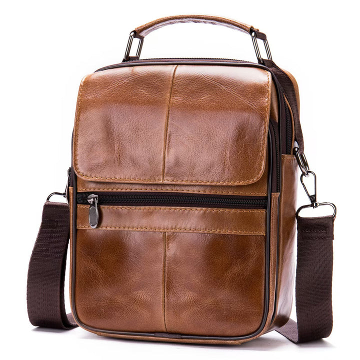 Textured Leather Crossbody Briefcase