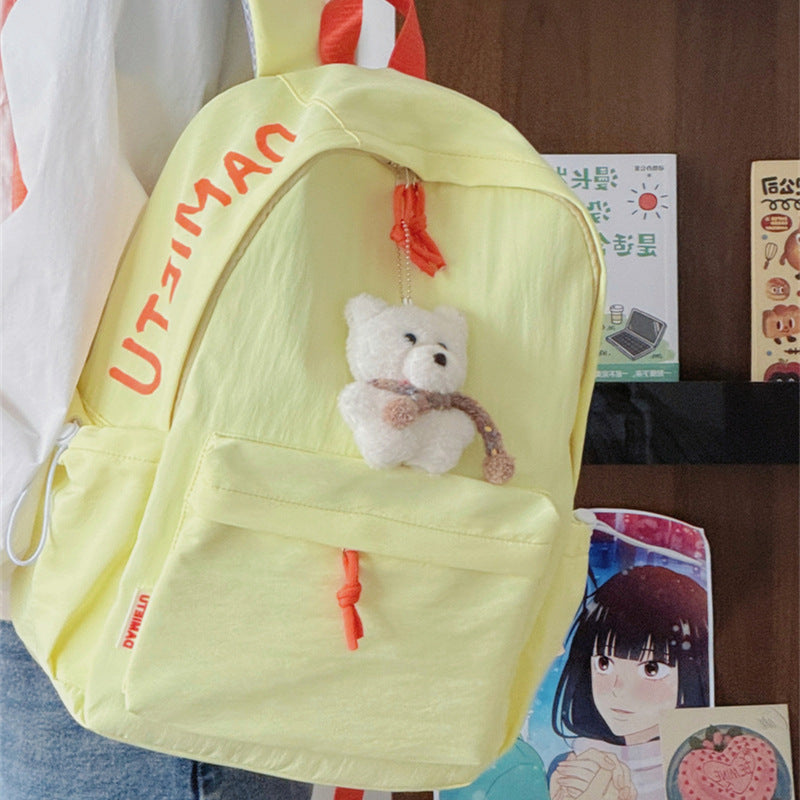 Casual Lightweight Backpack with Cute Plush Keychain Kalsten