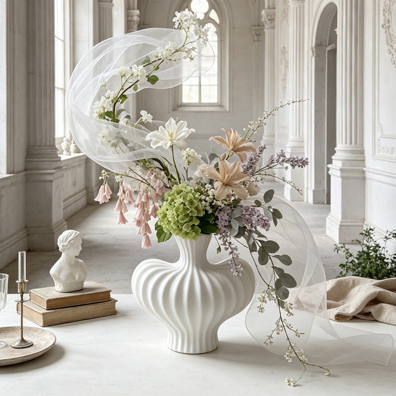 Sculpted Ribbed Decorative Vase Kalsten