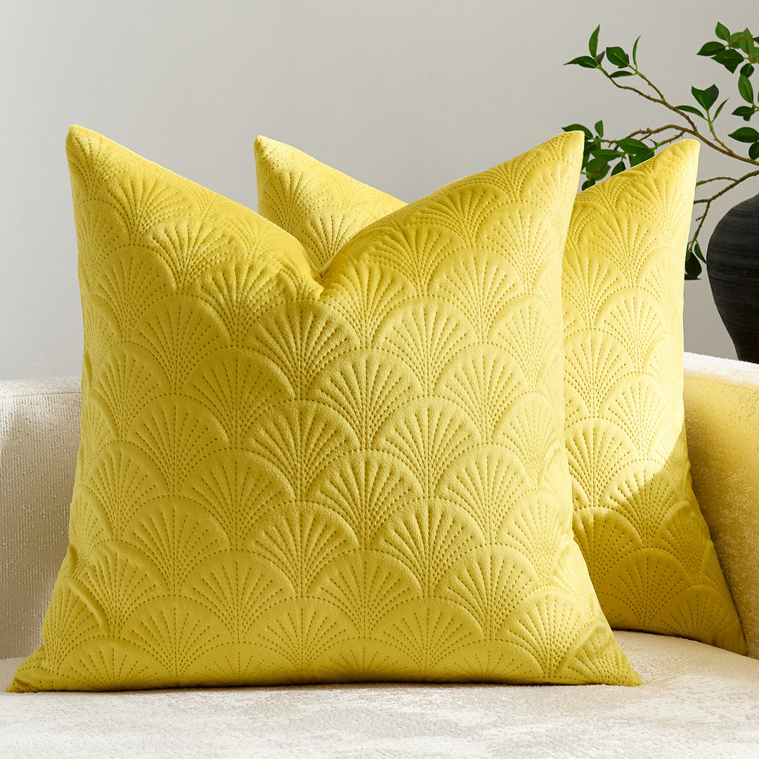 Embroidered Scallop-Pattern Cotton Decorative Throw Pillow Cover