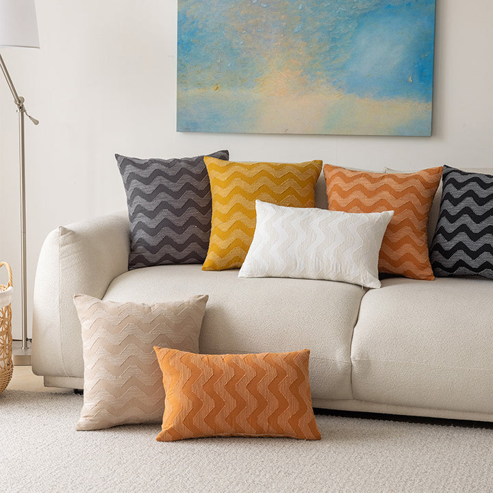 Decorative Chevron Textured Square Throw Pillow Cover with Woven Zigzag Embroidery