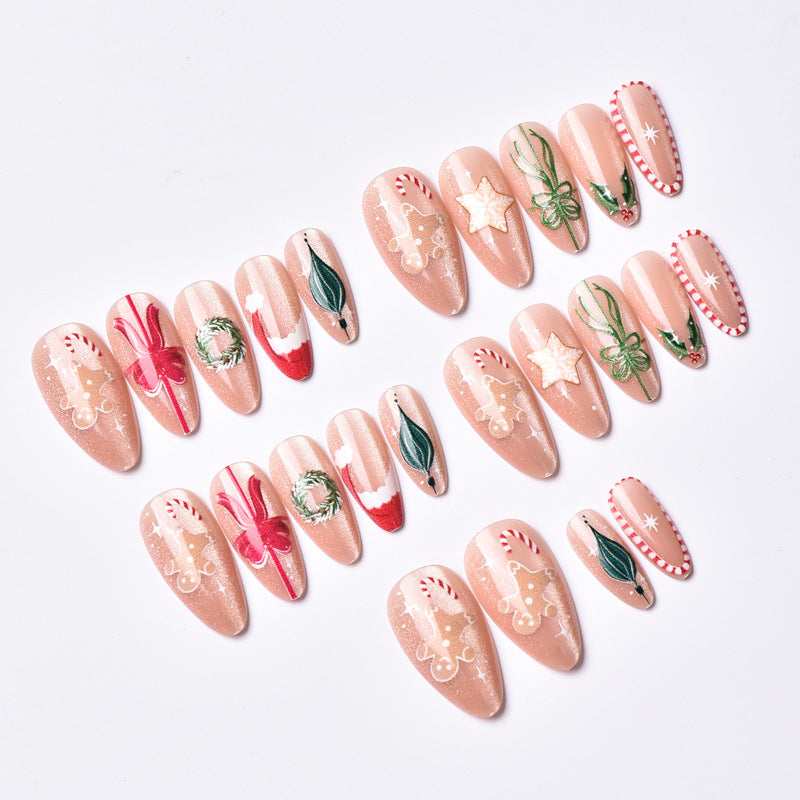 Christmas-Themed Decorative Press-On Nail Art Set