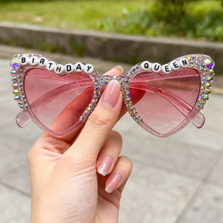 Decorative Rhinestone-Embellished Heart-Shaped Sunglasses Kalsten