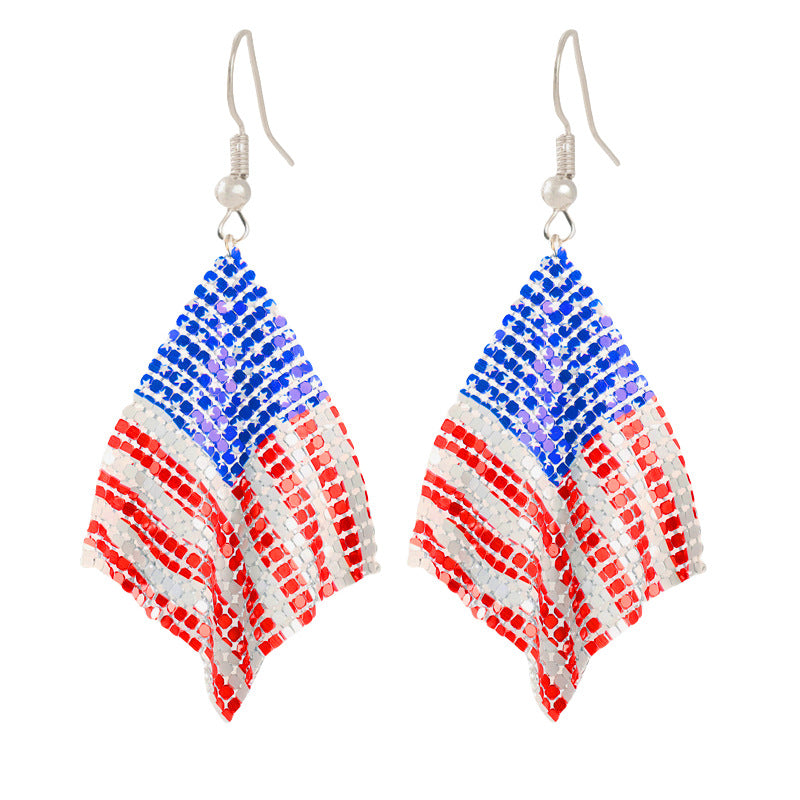 Ladies enamel earrings horseshoe with star stripe motif Kalsten