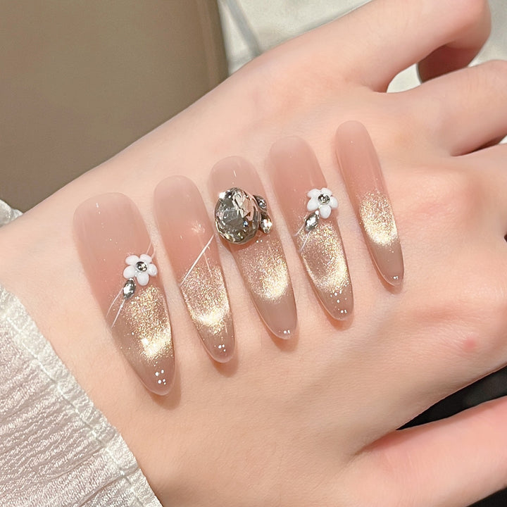 Glamorous Crystal-Studded Stiletto Press-On Nails Kalsten