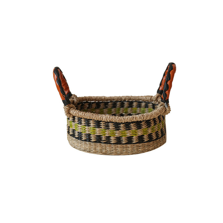 Women handwoven basket with colorful accents Kalsten