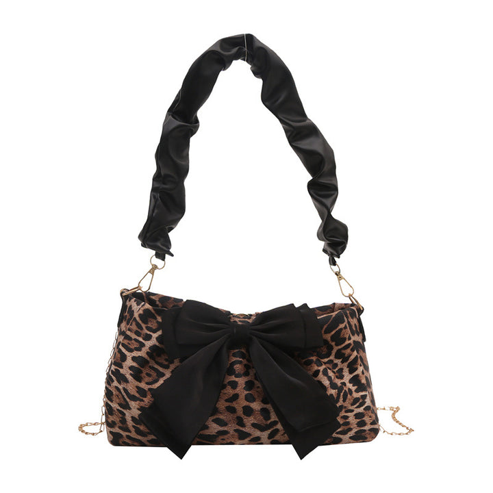Leopard Print Bow Accent Handbag