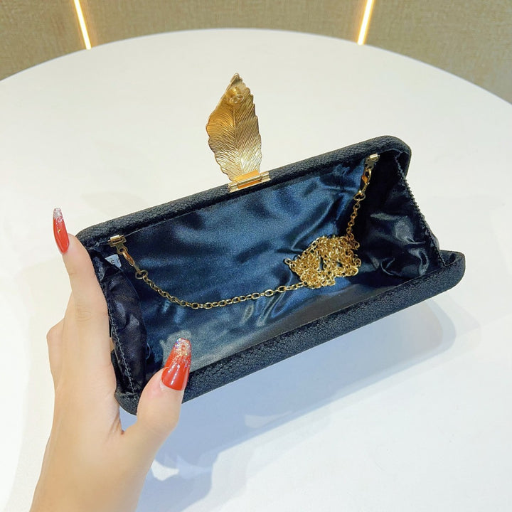 Elegant Leaf-Accent Evening Clutch