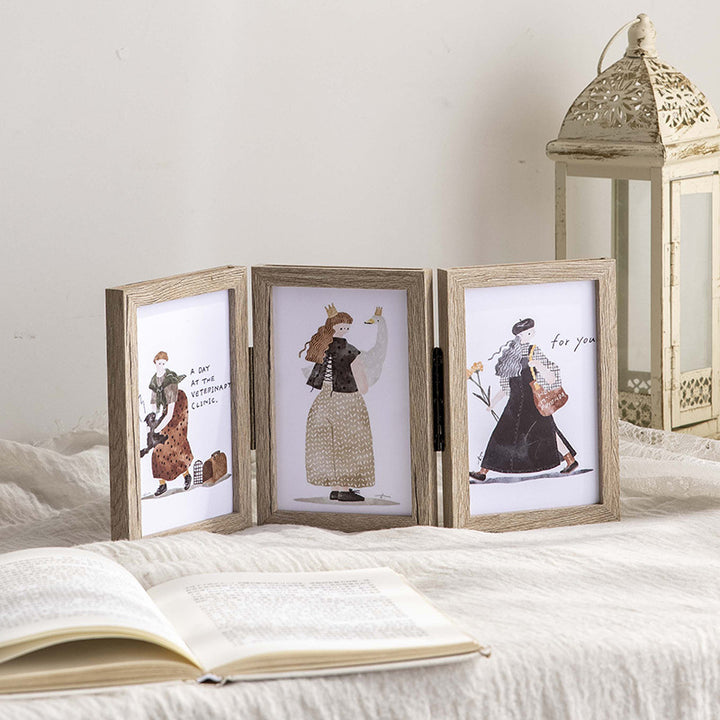 Rustic Twin-Frame Picture Holder for Home Display