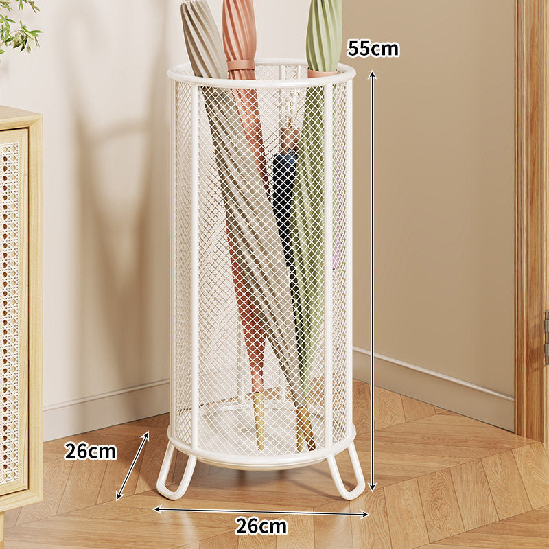 Mesh Cylindrical Umbrella Stand with Elevated Feet and Ventilated Metal Grid