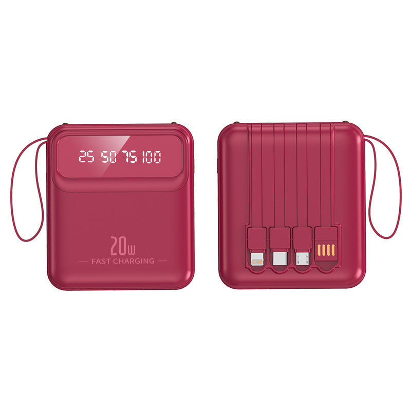 Portable power bank with integrated charging cables and digital capacity display Kalsten
