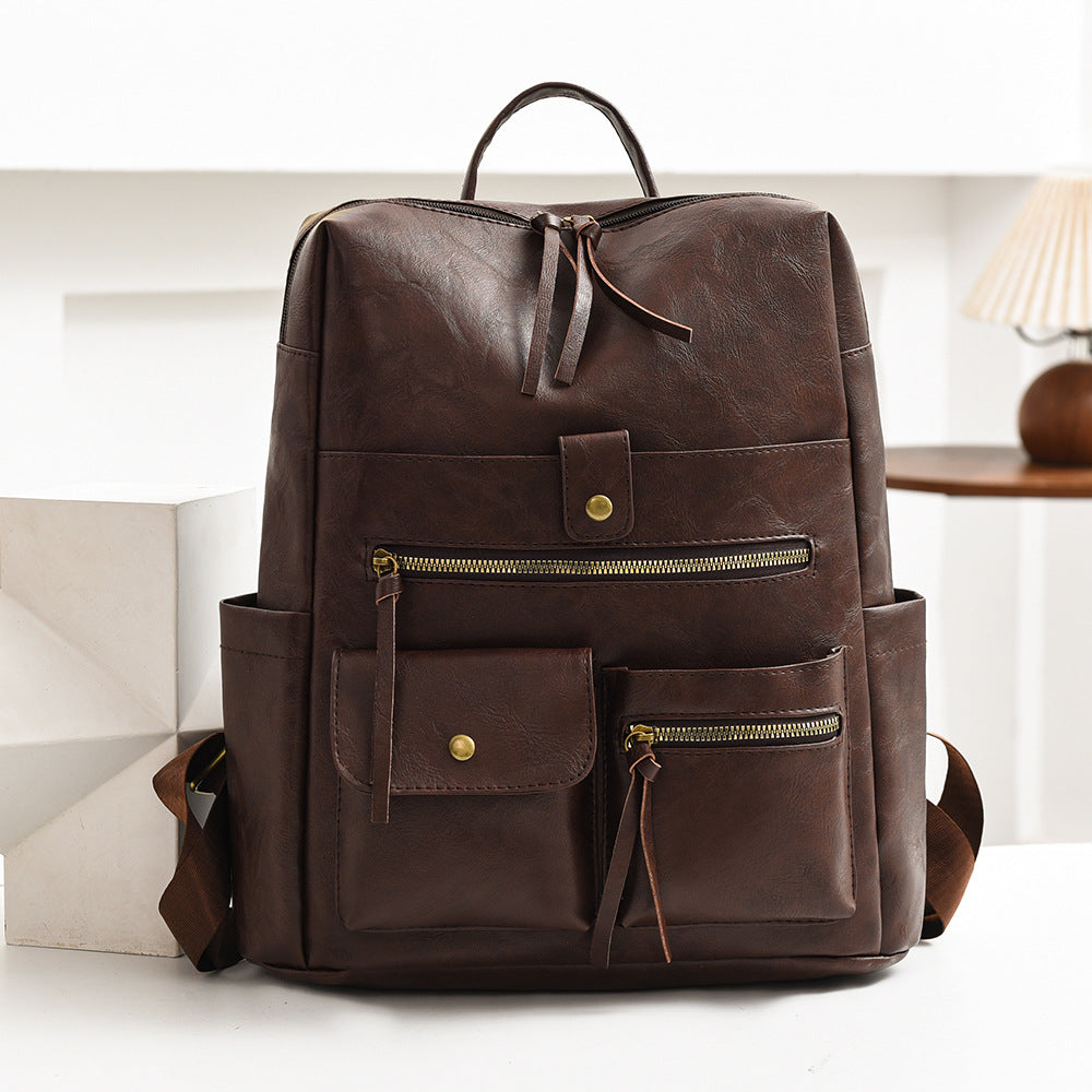 Stylish Multi-Pocket Faux Leather Backpack Kalsten