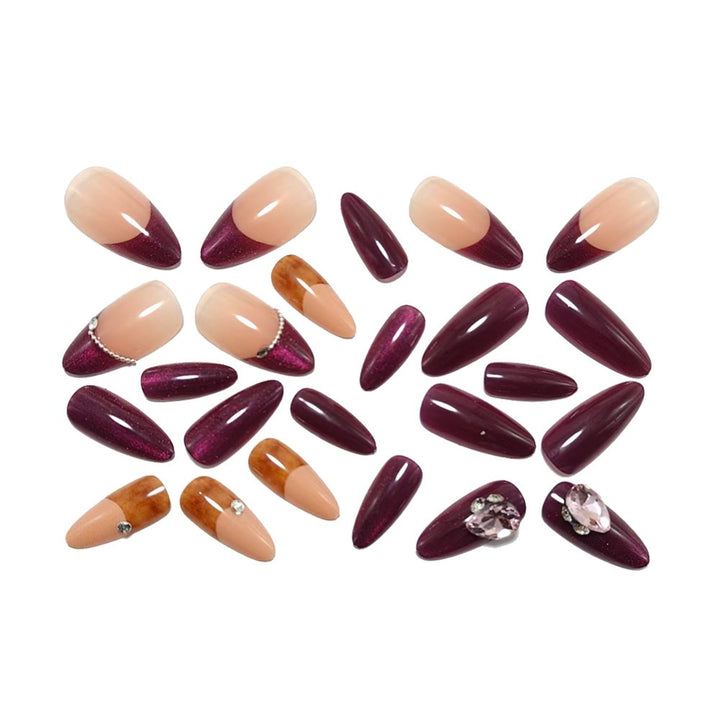 Artificial nails in elegant French design with glitter accents Kalsten