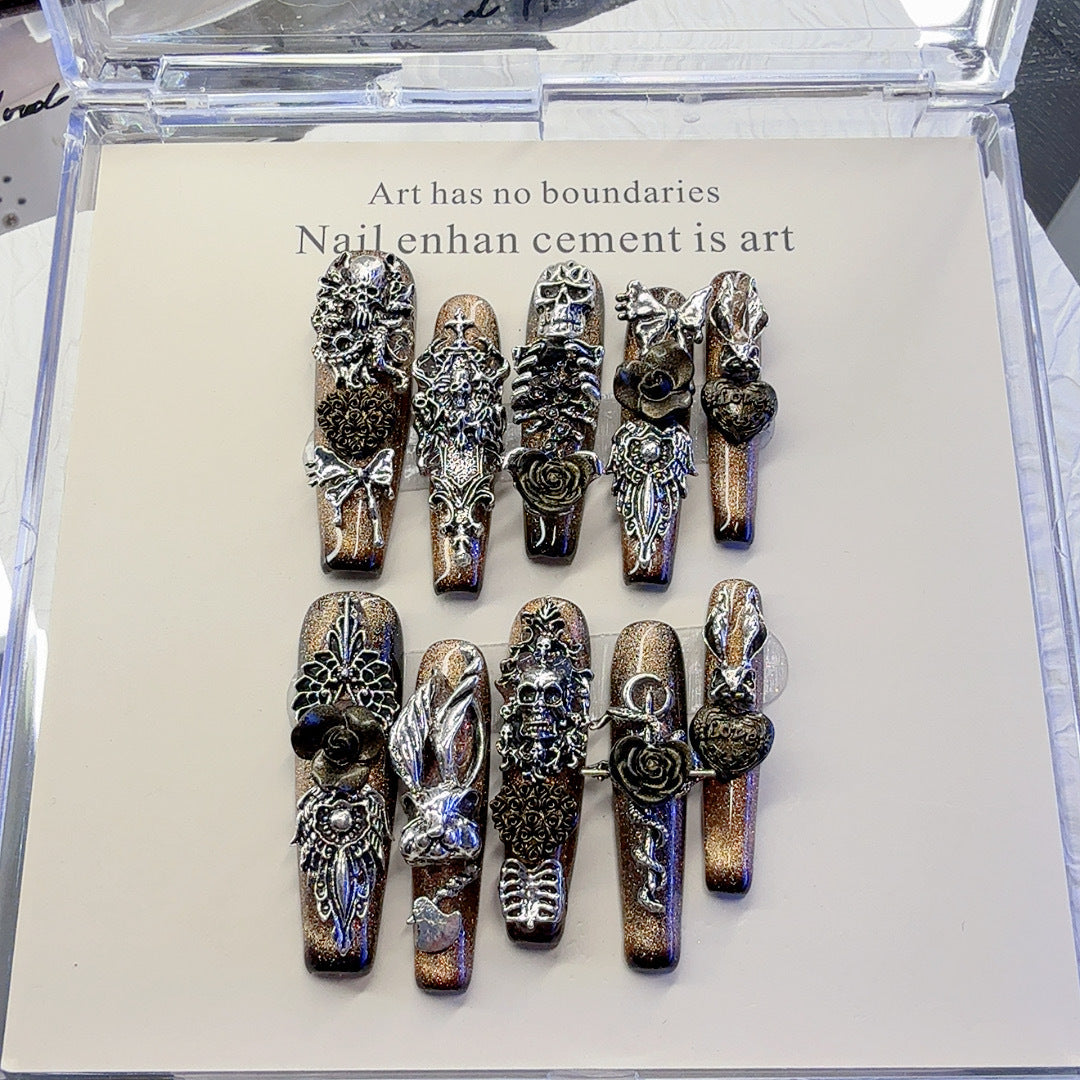 Ornate Gothic-Inspired Press-On Nail Art Set