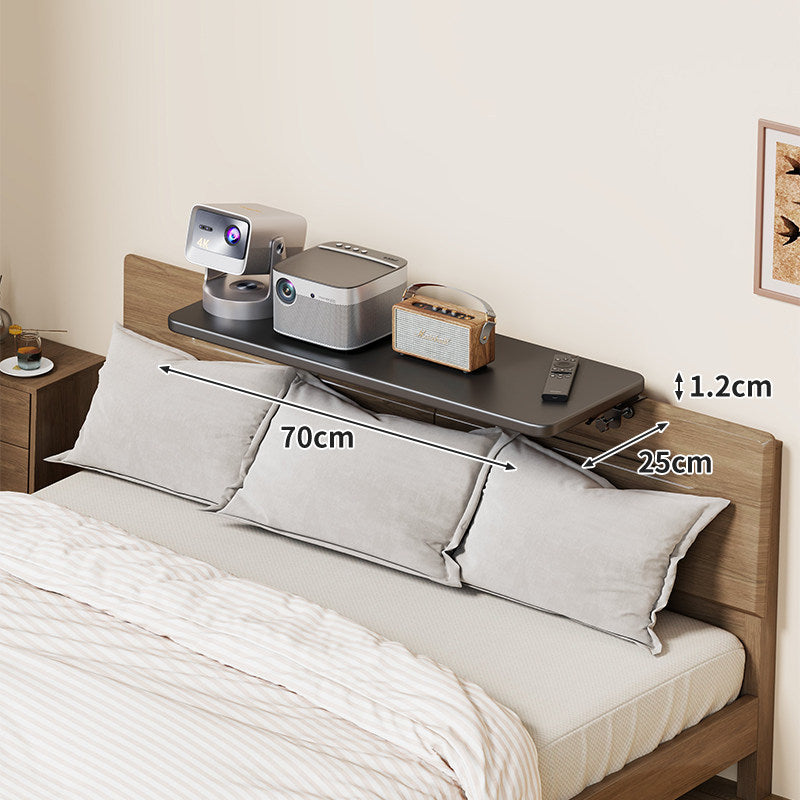 Wall-Mounted Slim Floating Headboard Shelf with Rounded Corners and Concealed Brackets