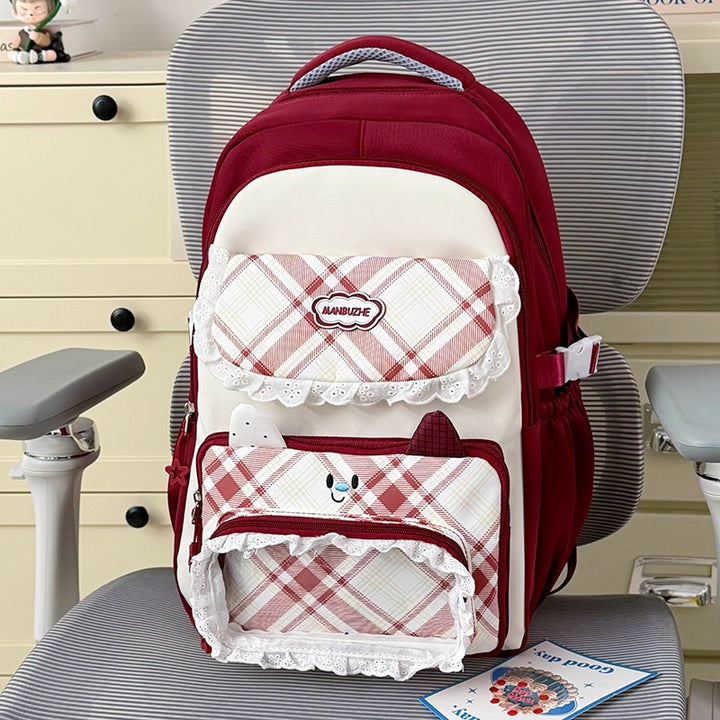 Stylish Multi-Pocket Backpack with Cute Decorative Accents Kalsten