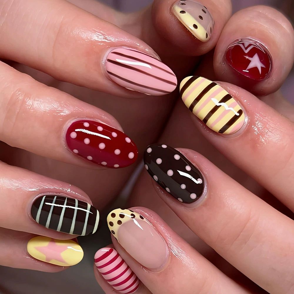 Artistic Multi-Pattern Nail Art Kalsten