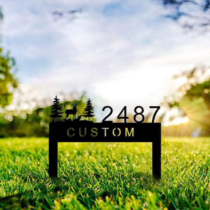 Decorative Laser-Cut Metal Custom Yard Address Sign With Wildlife Silhouette