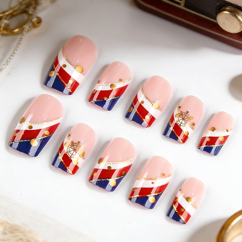 Nautical-Themed Press-On Nails Kalsten