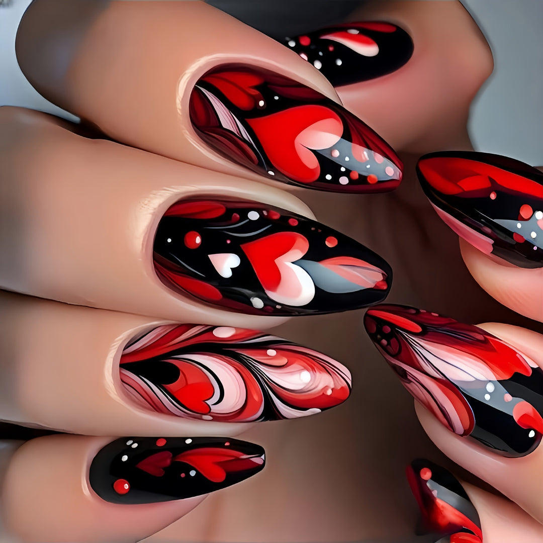 Artificial nails with Romantic Heart Design Kalsten