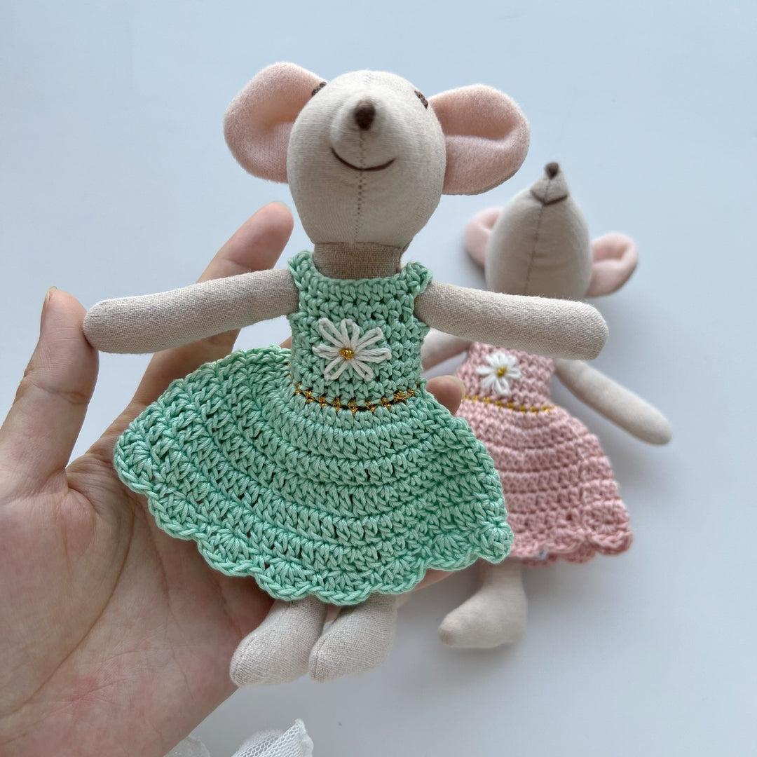 Handcrafted Organic Cotton Bunny Doll with Linen Jacket and Plaid Shorts