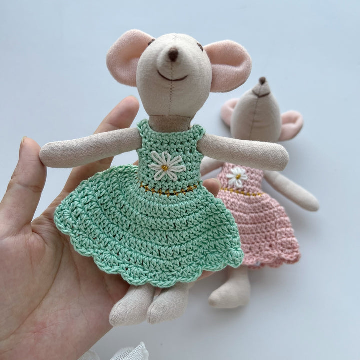 Handcrafted Organic Cotton Bunny Doll with Linen Jacket and Plaid Shorts