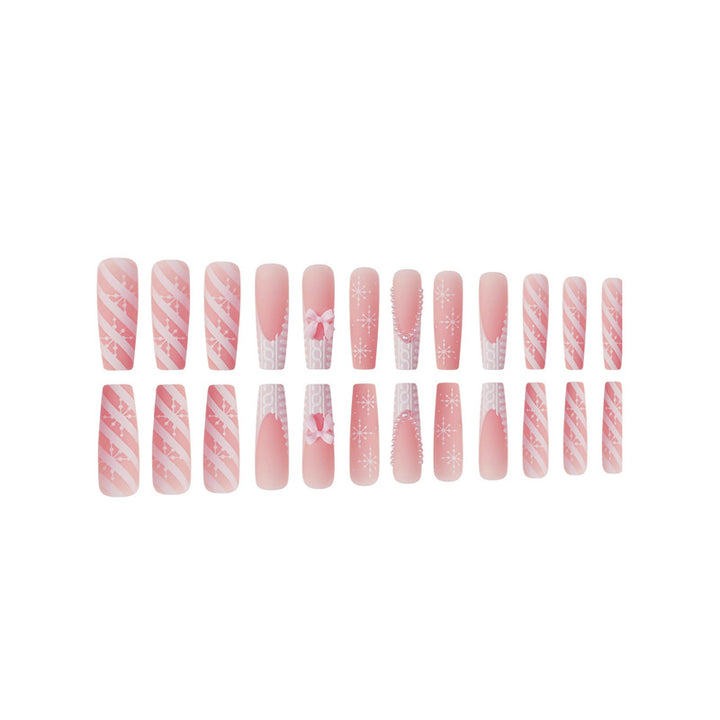 Decorative Press-On Nail Art with Pearl and Bow Accents Kalsten