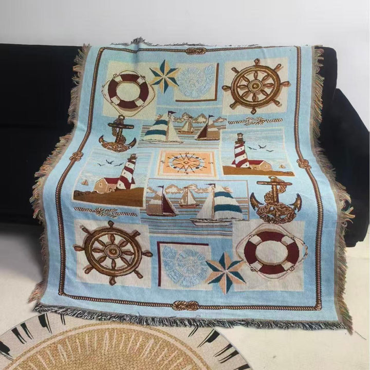 Dragon-Themed Woven Tapestry Throw Blanket